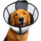WinWeal Upgraded Soft Dog Cone Collar For Large Medium Dogs After Surgery, Breathable Adjustable Transparent E-Collar, Large, Black