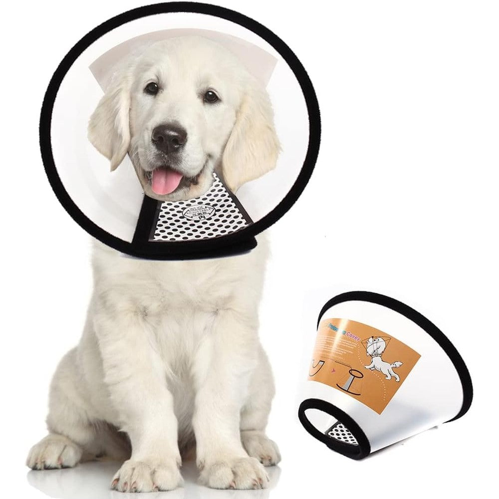 Qiyadin Plastic Pet Recovery Collar And Cone Adjustable Elizabethan E Collar For Dogs And Cats After Surgery Wound Healing Prevention Size Small