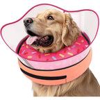 Supet Raised Inflatable Dog Cone Collar Soft Post Surgery Recovery Neck Donut Alternative For Small Medium Large Pets Donut Pink Large Size