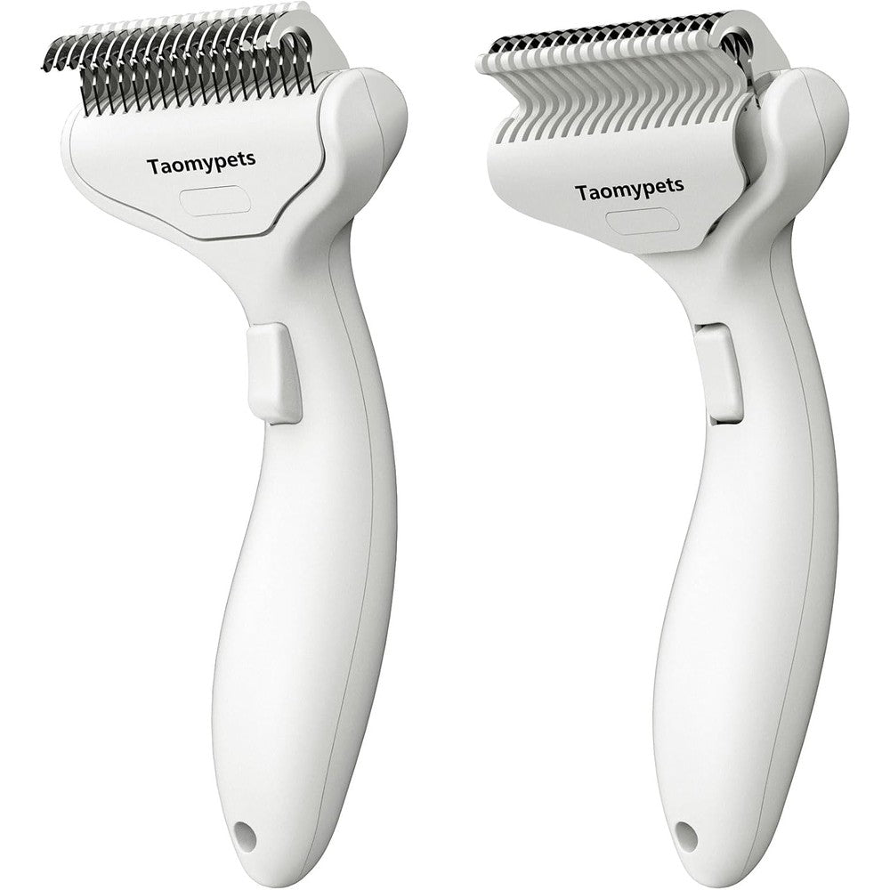 Taomypets Self Cleaning Grooming Rake Brush For Dogs And Cats Extra Wide White Undercoat Deshedding Tool For Long Hair