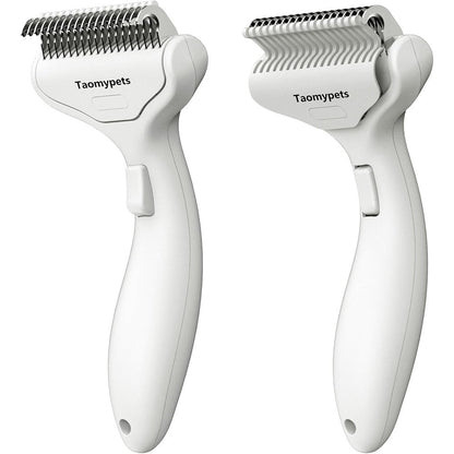 Taomypets Self Cleaning Grooming Rake Brush For Dogs And Cats Extra Wide White Undercoat Deshedding Tool For Long Hair