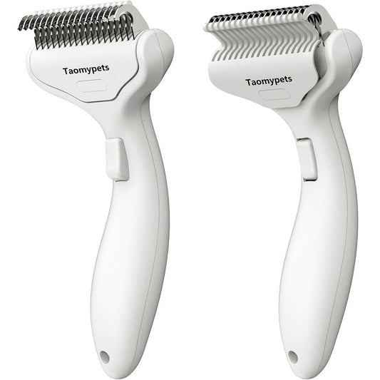 Taomypets Self Cleaning Grooming Rake Brush For Dogs And Cats Extra Wide White Undercoat Deshedding Tool For Long Hair