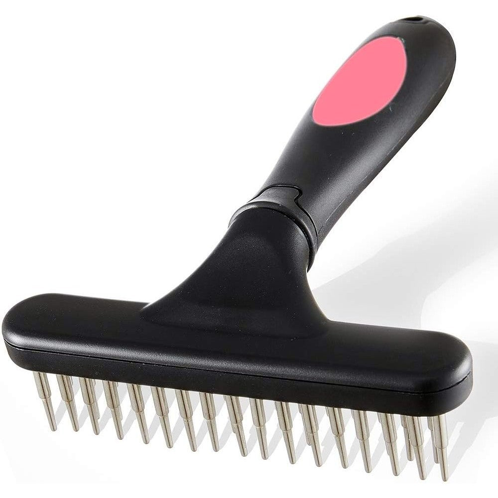 Ordermore Double Row Undercoat Pet Grooming Rake Stainless Steel Deshedding And Dematting Comb For Medium Long Hair Dogs And Cats 1 Count