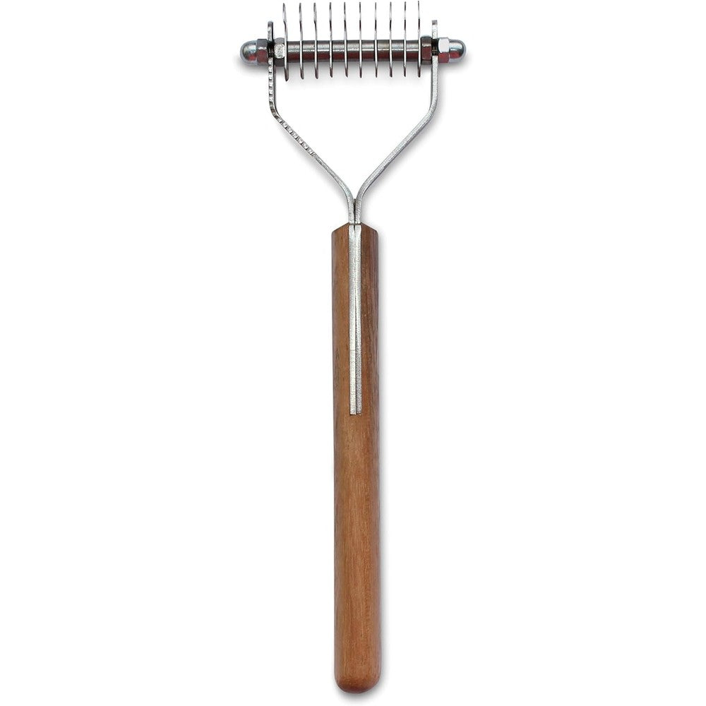 Mars Coat King Blunt Dematting Undercoat Grooming Rake Stripper Tool For Dogs And Cats, 10 Blade, Stainless Steel And Wooden Handle
