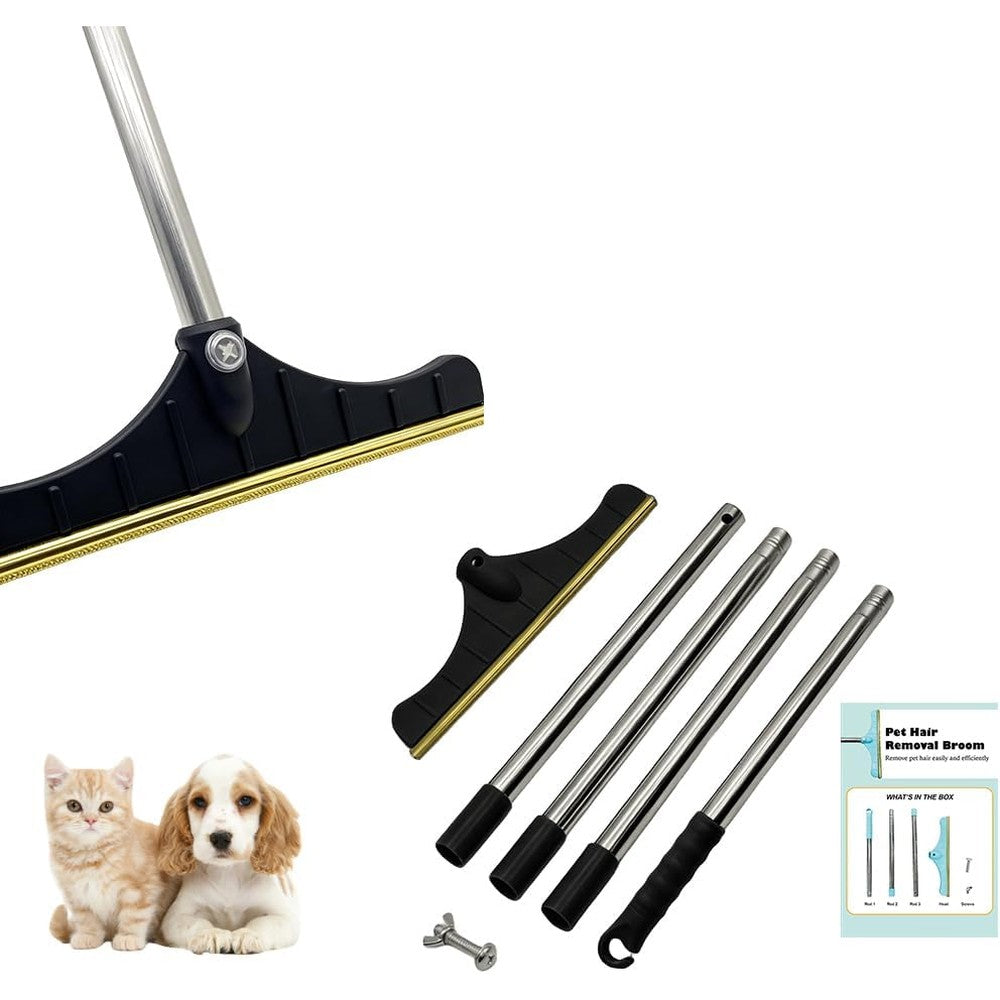 Lo-Ron-Gol Premium Stainless Steel Pet Hair Removal Carpet Rake With Adjustable Long Handle For Carpets Rugs Upholstery And Auto Mats Black