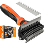 Spring Blossoms 2 In 1 Professional Grooming Rake For Cats And Dogs With Dual Head Dematting And Deshedding Stainless Steel Teeth In Orange