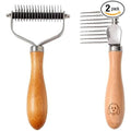 We Love Doodles Pet Dematting Comb And Pet Dematting Brush And Rake Brown Stainless Steel Grooming Tool For Dogs And Cats