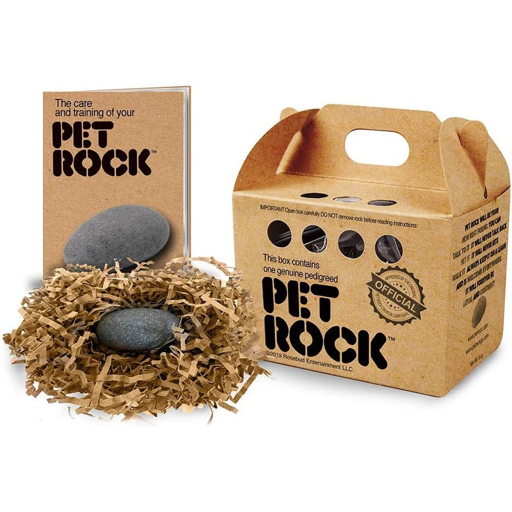 Pet Rock The Original By Gary Dahl Authentic Novelty Stone Desk Companion With Carrying Case Multicolour