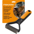 Fiskars Pet Dematting Rake For Dogs And Cats With Wide Spaced Curved Teeth And SoftGrip Handle For Gentle Grooming And Deshedding 6.75 Inches