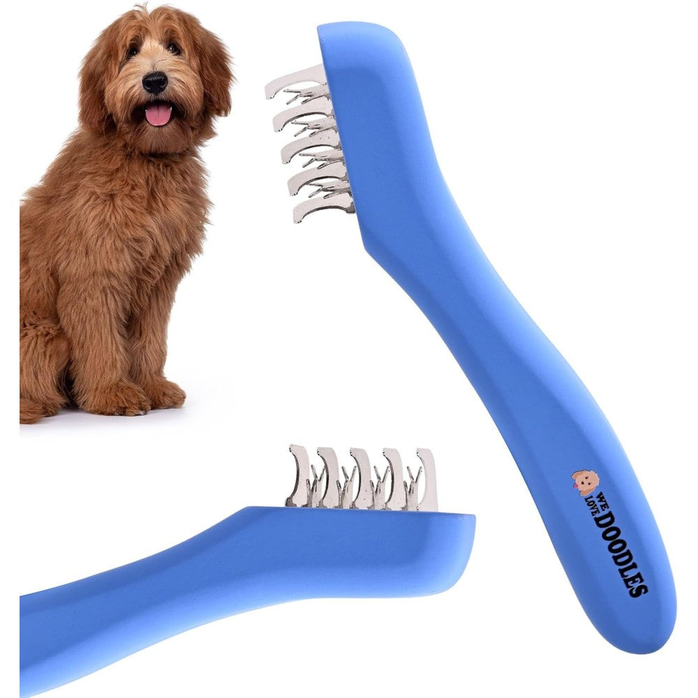 We Love Doodles Dematting Comb For Dogs With 5 Stainless Steel Blades And Ergonomic Wooden Handle For Professional Pet Grooming