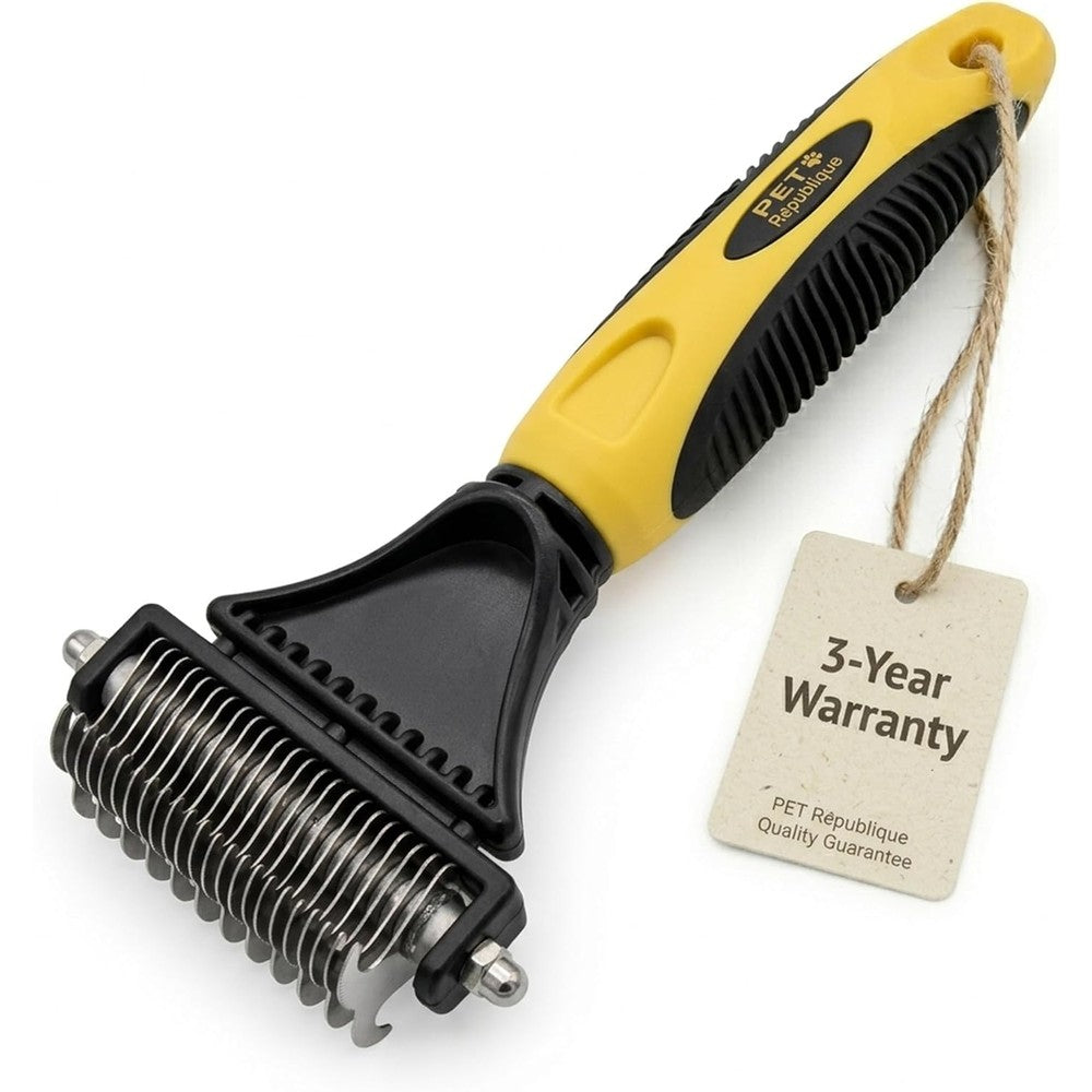 Pet Republique Professional Dematting Comb Rake Dual Sided 12 And 23 Teeth Mat Splitter For Long Haired Dogs Cats And Rabbits