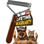 Kizo Eslo Extra Large 2 Sided Undercoat Rake For Dogs And Cats Professional Dematting Tool For Medium To Long Haired Pets With Wooden Handle