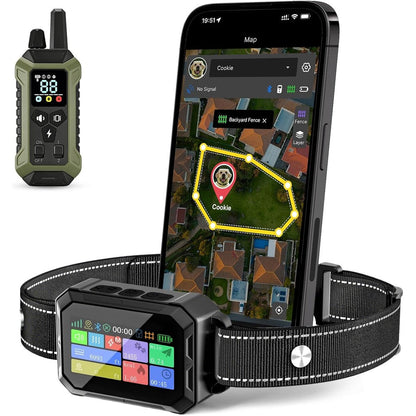 Lilyeel GPS Wireless Dog Collar Fence System With Custom Polygon Boundary Remote Training App Control And No Monthly Subscription Fee