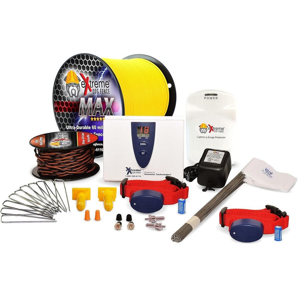 Extreme Dog Fence Max Grade Electric Dog Fence 2 Dog Kit With 1000 Feet Of Maximum Duty Wire
