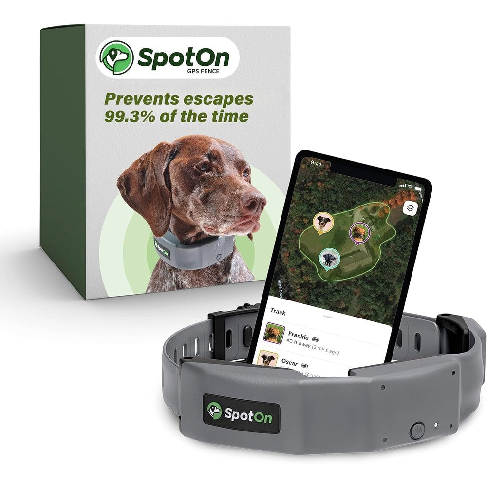 SpotOn GPS Wireless Dog Fence Collar Omni Model For Medium Breed Dogs Fits Twelve To Eighteen Inch Neck Size Extended Battery Life Mode