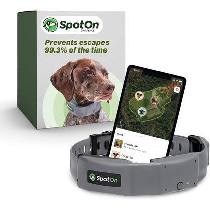 SpotOn GPS Wireless Dog Fence Collar Omni Model For Medium Breed Dogs Fits Twelve To Eighteen Inch Neck Size Extended Battery Life Mode