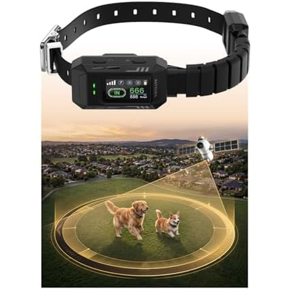 Nityers Wireless GPS Dog Collar And Invisible Fence System With External Antenna Shock Collar For Boundary Training Range Up To 9999 Feet