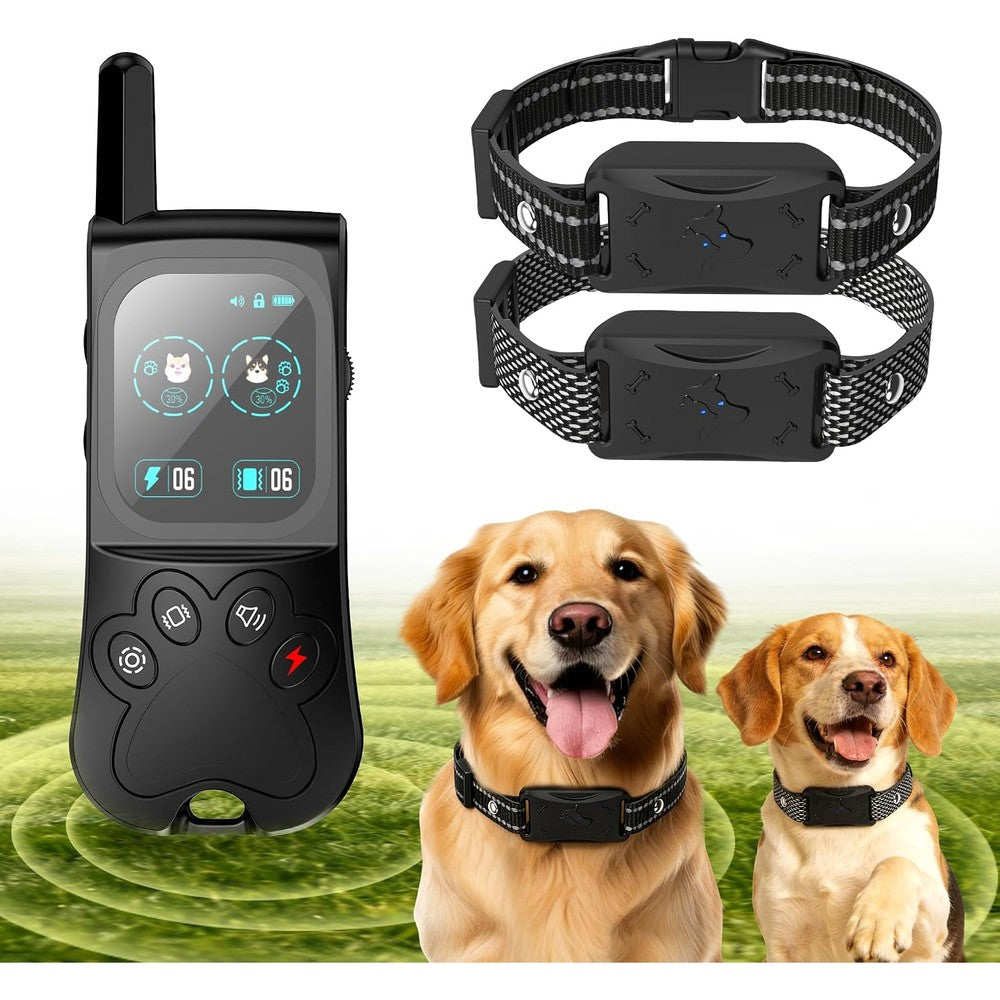 Ecoluminor Wireless Dog Fence For Two Dogs Portable Pet Containment System With One Thousand Three Hundred Feet Range Rechargeable Collar Three Modes