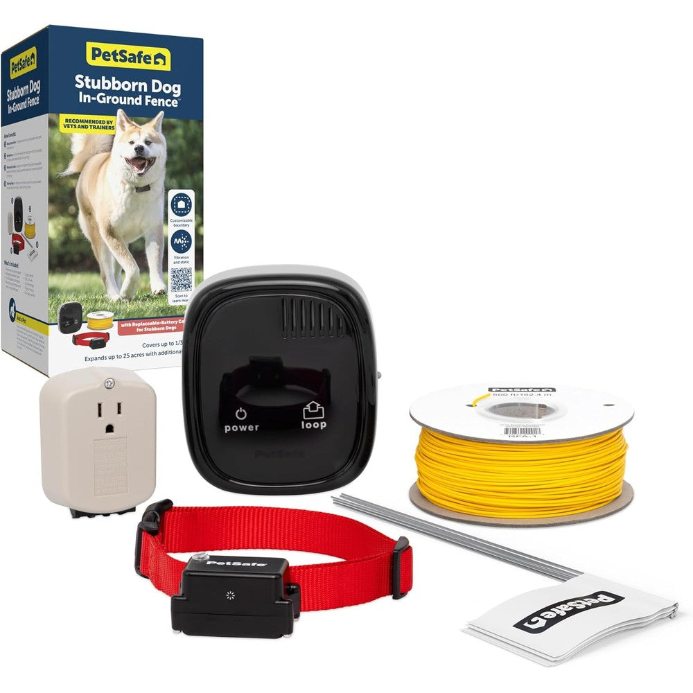 PetSafe Stubborn Dog In Ground Fence Pet Containment System Waterproof Collar With Tone Vibration And Static Correction For Hard To Train Dogs