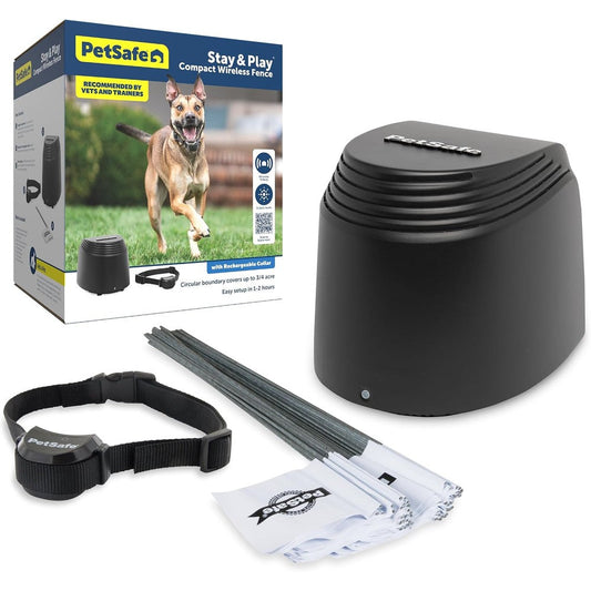PetSafe Stay And Play Wireless Fence For Dogs And Cats Over Five Pounds Waterproof And Rechargeable Above Ground Electric Pet Containment System