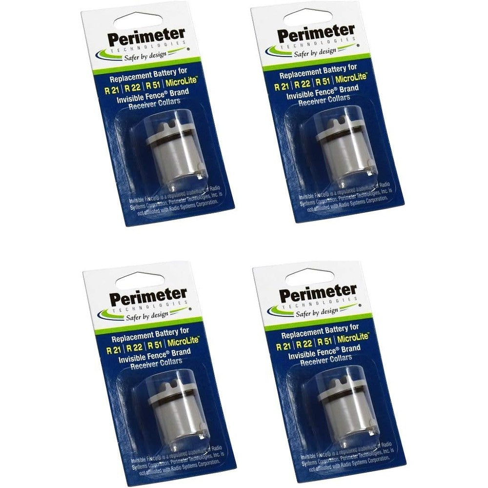 Perimeter Technologies Four Pack Dog Fence Replacement Batteries For Invisible Fence Receiver Collars R21 R22 And R51 Models Four Pack