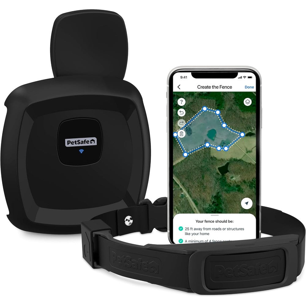 PetSafe Guardian GPS Dog Fence Subscription Free Wireless Intelligent Fence System With Redesigned Waterproof Rechargeable Collar For Large Yards