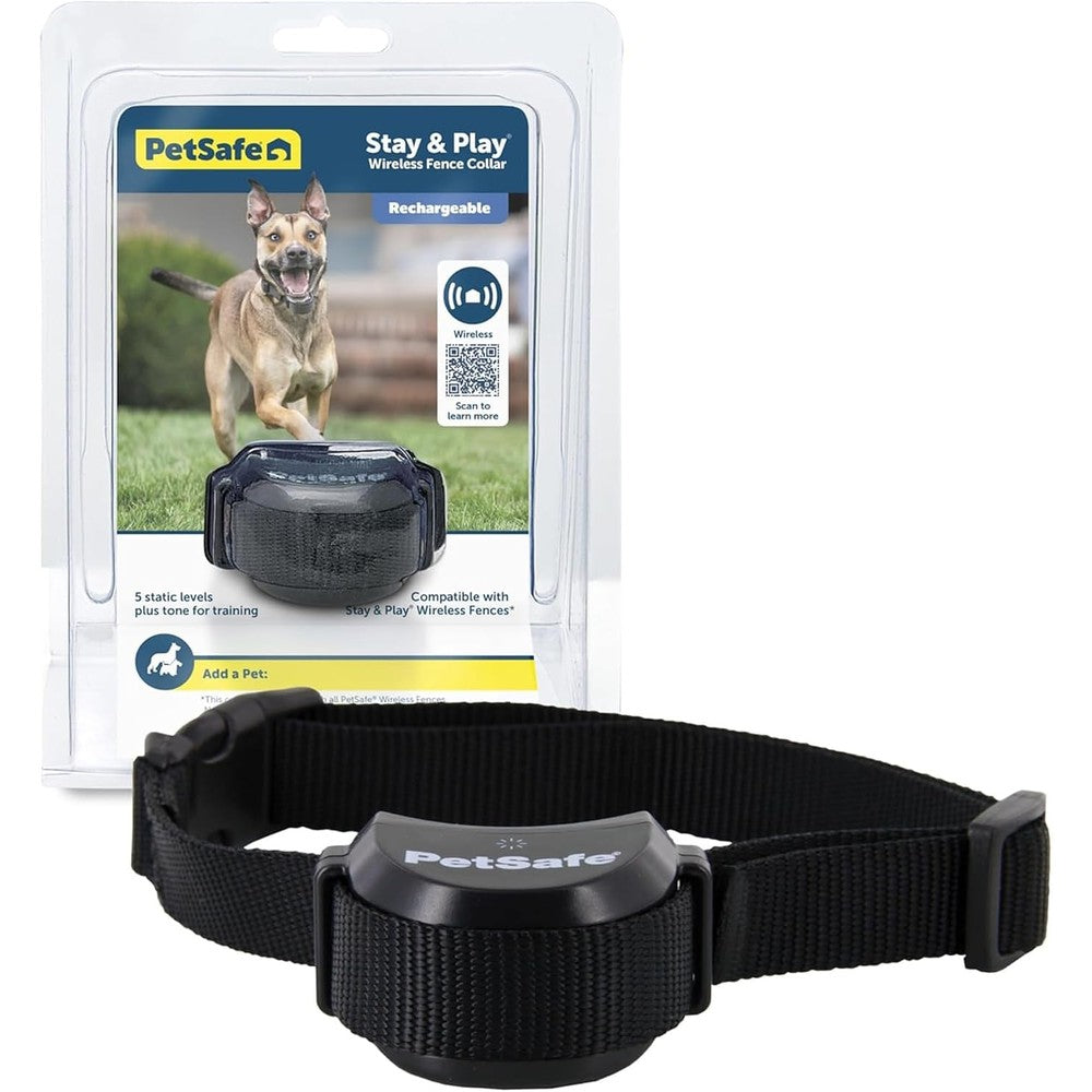PetSafe Stay And Play Wireless Pet Fence Receiver Collar For Dogs And Cats Waterproof Rechargeable Training Strap Fits Six To Twenty Eight Inch Necks