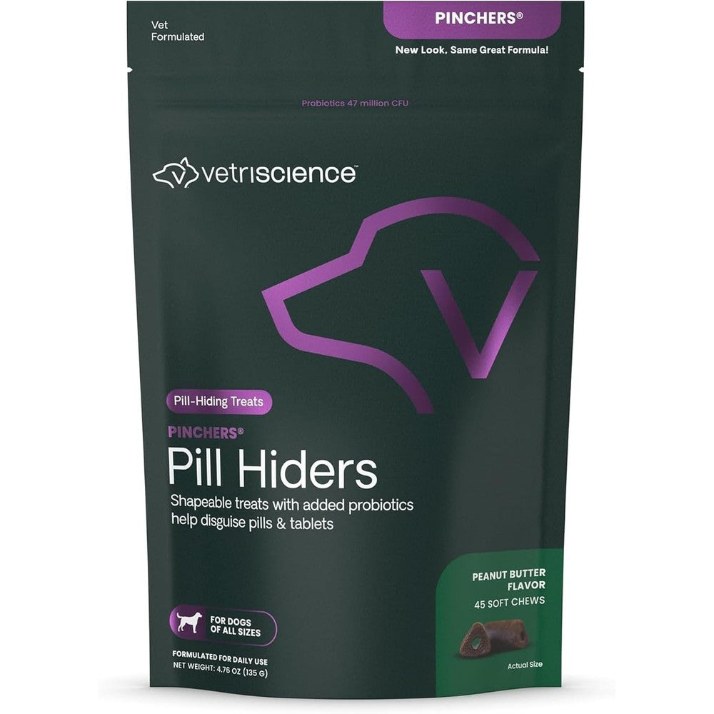 VetriScience Extra Large Pinchers Pill Hiders Chews Peanut Butter Flavored Non Greasy Pill Wrap With Probiotics For Dogs 45 Counts