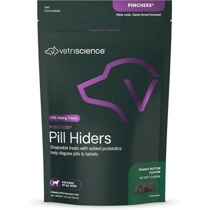 VetriScience Extra Large Pinchers Pill Hiders Chews Peanut Butter Flavored Non Greasy Pill Wrap With Probiotics For Dogs 45 Counts