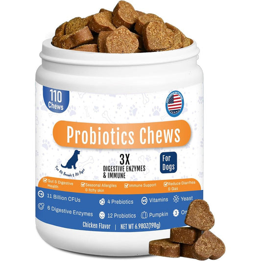 GuruAmi Probiotics For Dogs Probiotic Chews For Yeast Itch Relief Skin Coat Digestive Health And Immune Support Chicken Flavor 110 Count