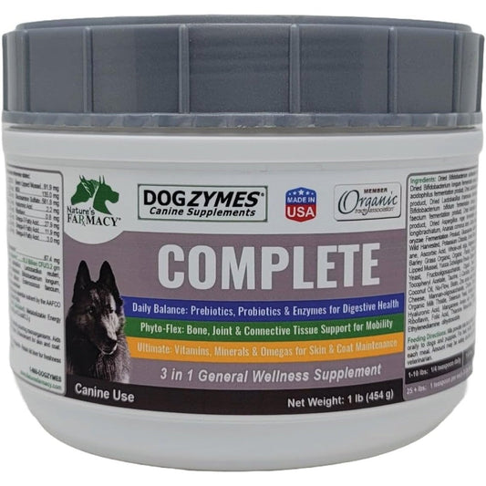 Dogzymes Complete All In One Canine Supplement Powder With Probiotics Prebiotics Glucosamine Chondroitin MSM And Hyaluronic Acid 1 Pound