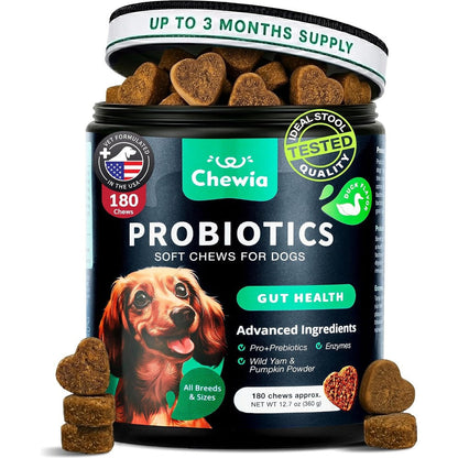 Chewia Dog Probiotic Soft Chews For Digestion Immunity Yeast Balance And Itchy Skin Support Duck Flavor One Hundred Eighty Count