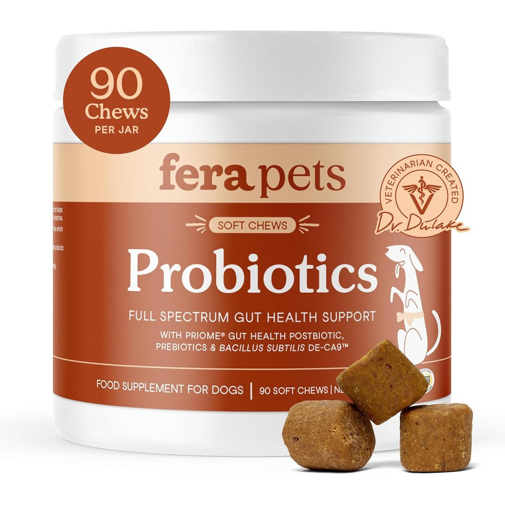 Fera Pet Organics Probiotics For Dogs With Prebiotics And Postbiotics Full Spectrum Gut Health Supplement 90 Soft Chews