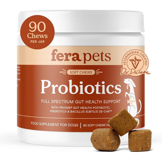 Fera Pet Organics Probiotics For Dogs With Prebiotics And Postbiotics Full Spectrum Gut Health Supplement 90 Soft Chews
