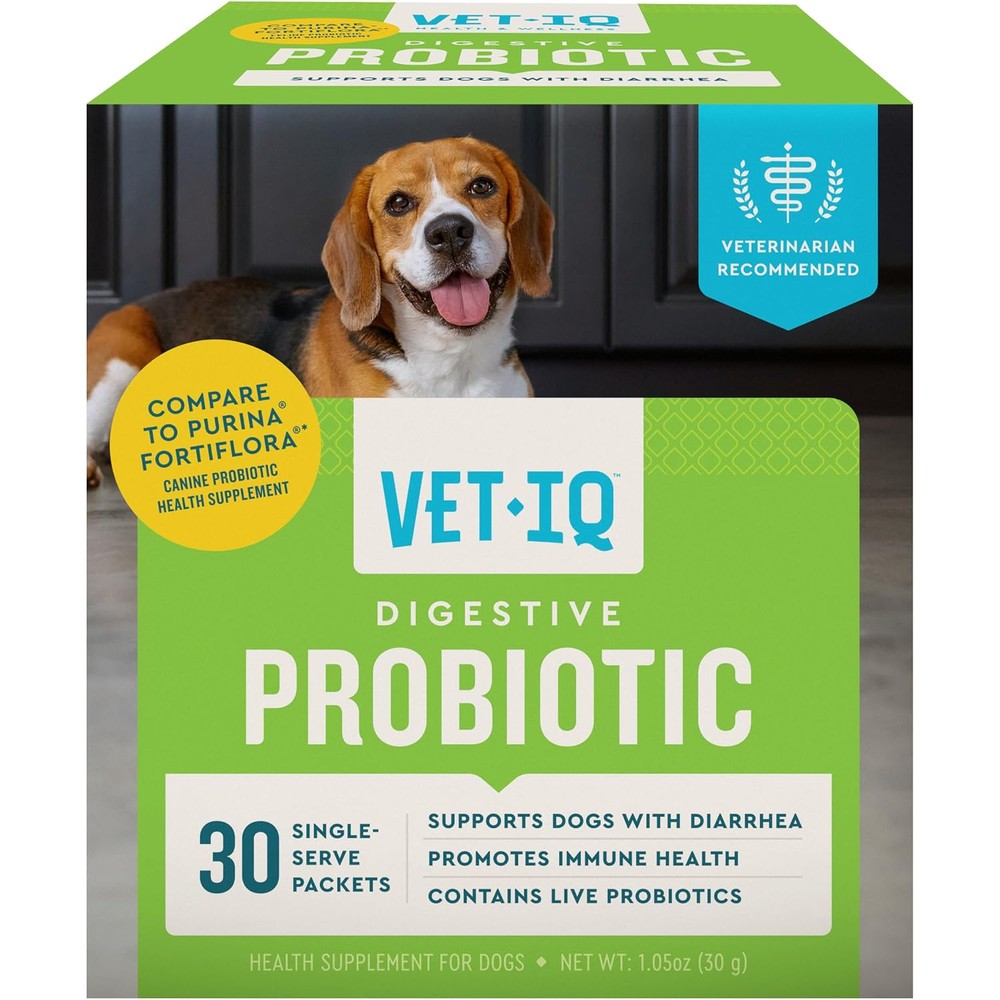 VetIQ Digestive Probiotic Powder For Dogs With Enterococcus Faecium Live Probiotics Chicken Liver Flavor For Gut Health And Diarrhea Relief 30 Count