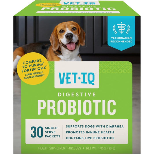VetIQ Digestive Probiotic Powder For Dogs With Enterococcus Faecium Live Probiotics Chicken Liver Flavor For Gut Health And Diarrhea Relief 30 Count