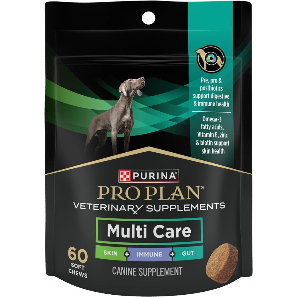 Purina Pro Plan Veterinary Supplements Multi Care Canine Chews For Dogs With Omega 3 Fatty Acids Supports Skin Immune And Gut Health 30 Count Pouch