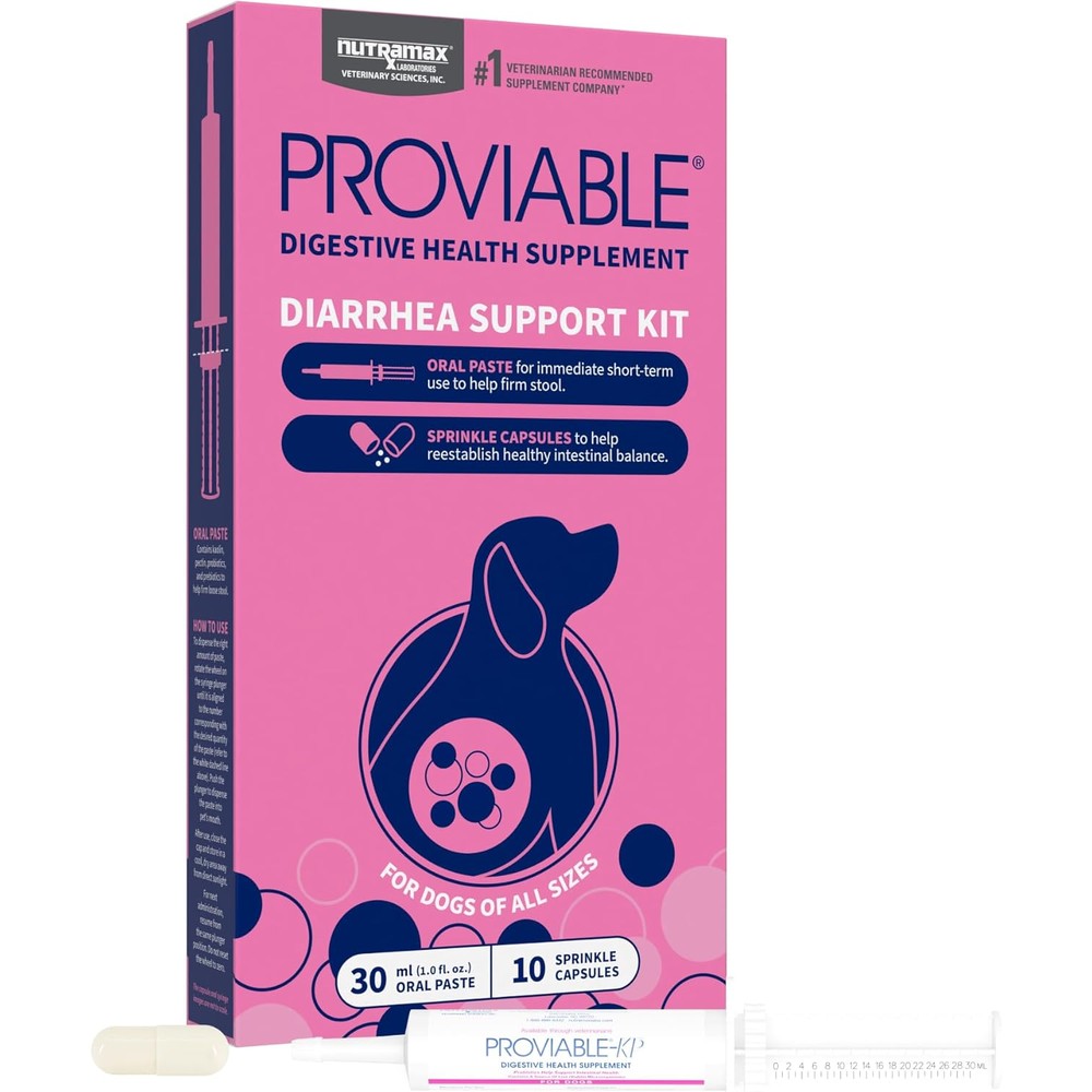 Nutramax Proviable Probiotics For Dogs Diarrhea Support Kit Digestive Health Supplement Thirty Milliliter Paste And Ten Capsules