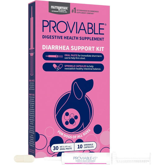 Nutramax Proviable Probiotics For Dogs Diarrhea Support Kit Digestive Health Supplement Thirty Milliliter Paste And Ten Capsules