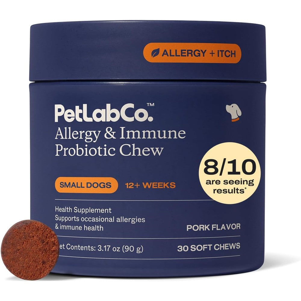 PetLab Co. Allergy And Immune Daily Probiotics For Dogs Pork Flavored Digestive Health Soft Chews For Small Dogs 30 Count