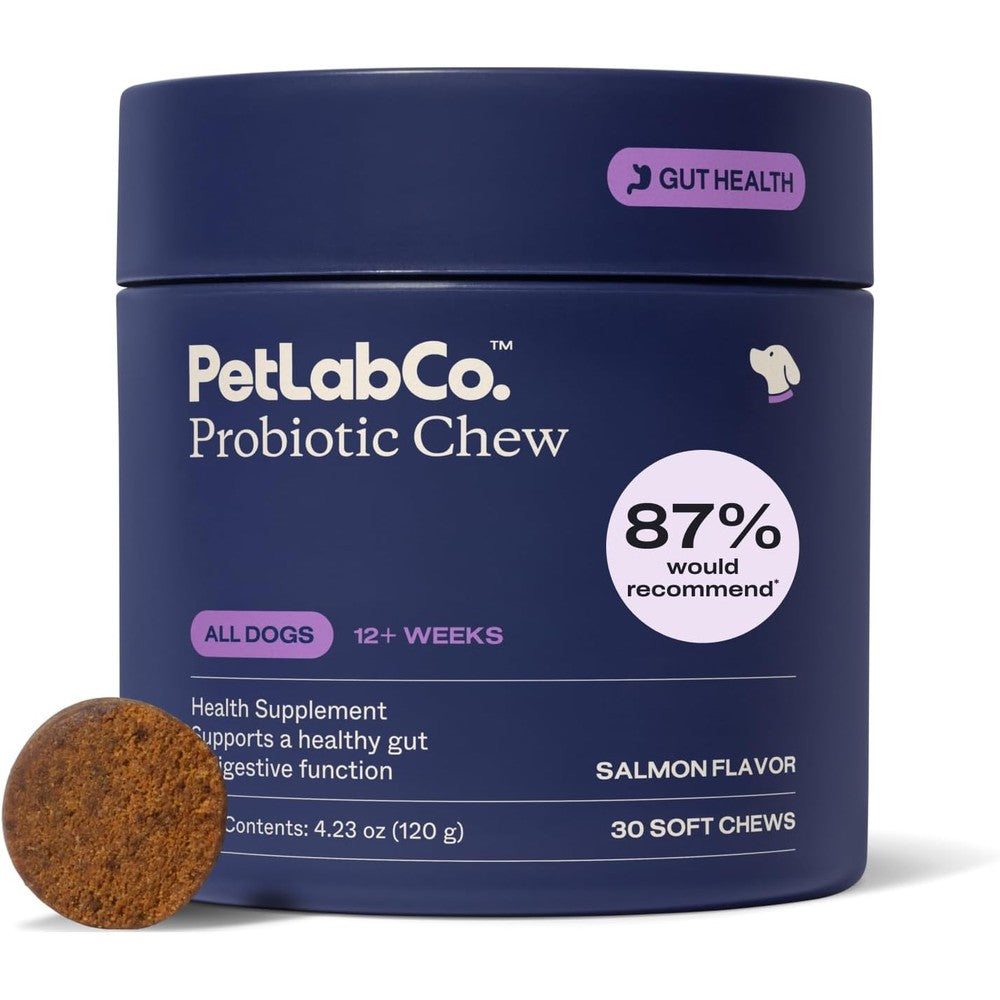 PetLab Co. Probiotics For Dogs Soft Chews For Gut Health Occasional Diarrhea And Seasonal Allergies Salmon Flavor Supplement 30 Count