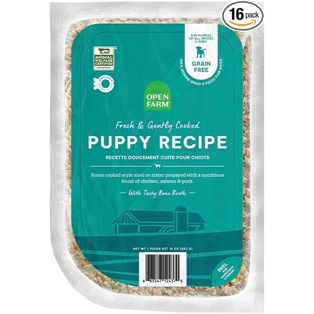 Open Farm Gently Cooked Puppy Recipe Grain Free Freshly Crafted Dog Food 16 Ounce Pouch Pack Of 16