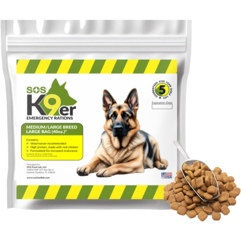 S.O.S. Food Lab Emergency Dog Food Ration High Protein Chicken Formula Preparedness Dry Pet Food For Any Size Dog Breed Forty Ounces
