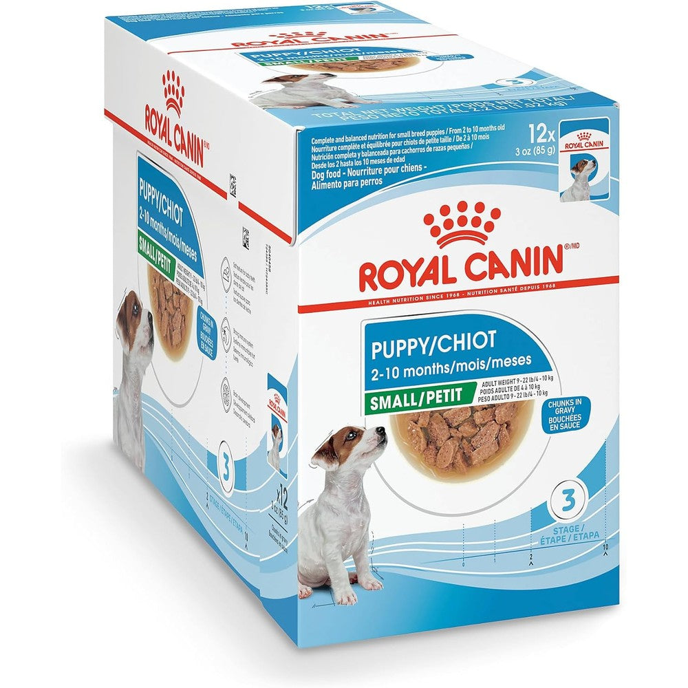 Royal Canin Size Health Nutrition Small Puppy Chunks In Gravy Wet Dog Food 3 Ounce Pouch Pack Of 12