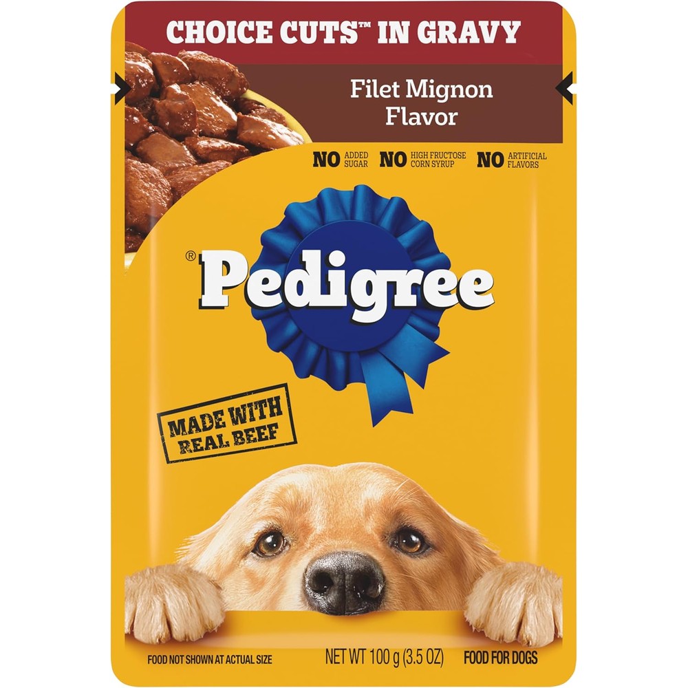 Pedigree Choice Cuts In Gravy Adult Soft Wet Dog Food Filet Mignon Flavor 3.5 Ounce Pouch