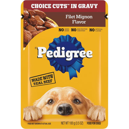 Pedigree Choice Cuts In Gravy Adult Soft Wet Dog Food Filet Mignon Flavor 3.5 Ounce Pouch