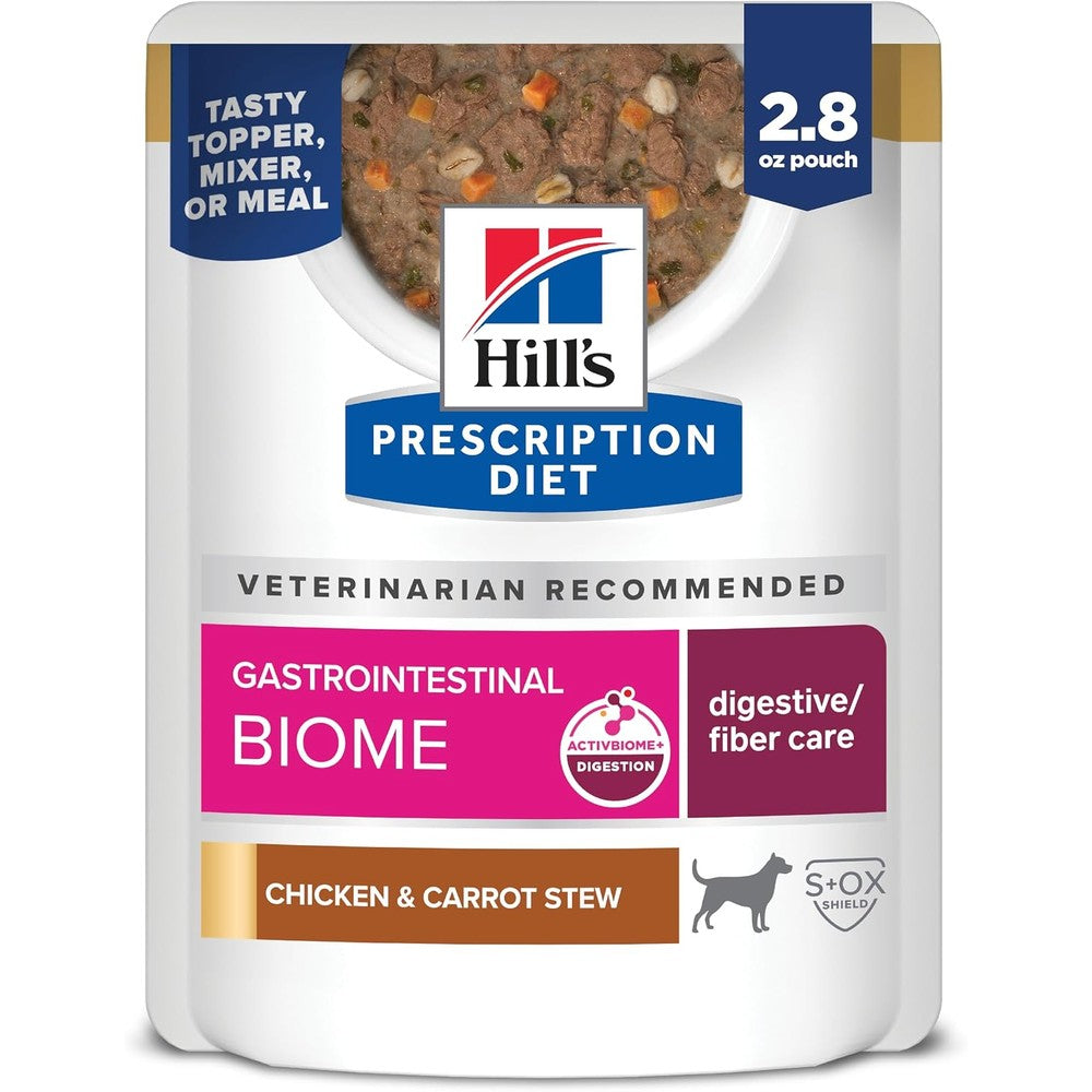 Hill's Prescription Diet Gastrointestinal Biome Chicken And Carrot Stew Wet Dog Food Pouches 2.8 Ounce 24 Pack