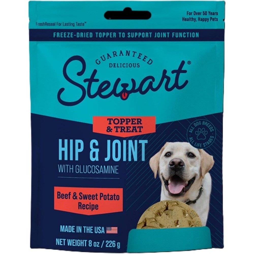 Stewart Freeze Dried Dog Food Topper And Treat Hip And Joint Formula Beef And Sweet Potato Recipe With Glucosamine Joint Support 8 Ounce Pouch