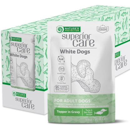 Nature's Protection Superior Care Wet Dog Food Topper For White Coat Dogs Tuna And Sea Bass Recipe 24 Pack 2.46 Ounce Pouches