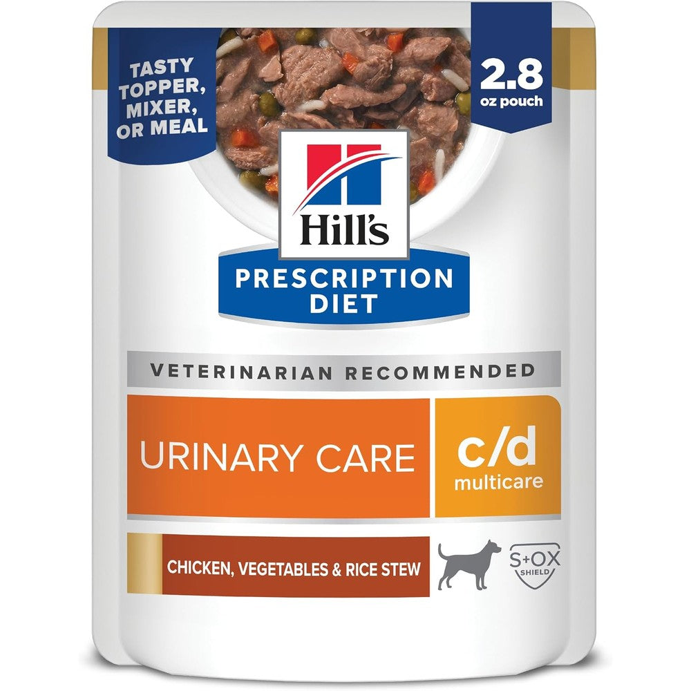 Hill's Prescription Diet c/d Multicare Urinary Care Chicken, Vegetables, and Rice Stew Wet Dog Food, 2.8 Ounce Pouches, 24-Pack